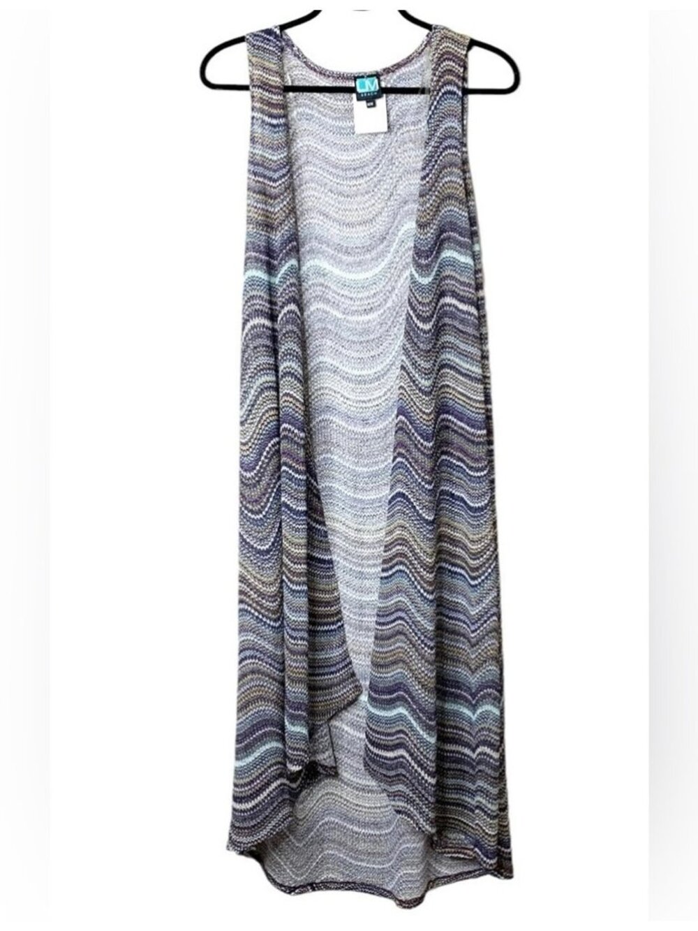 LM Beach Swim Beach Long Maxi Cover Up Top Chevron Retro 70s Print boho festival